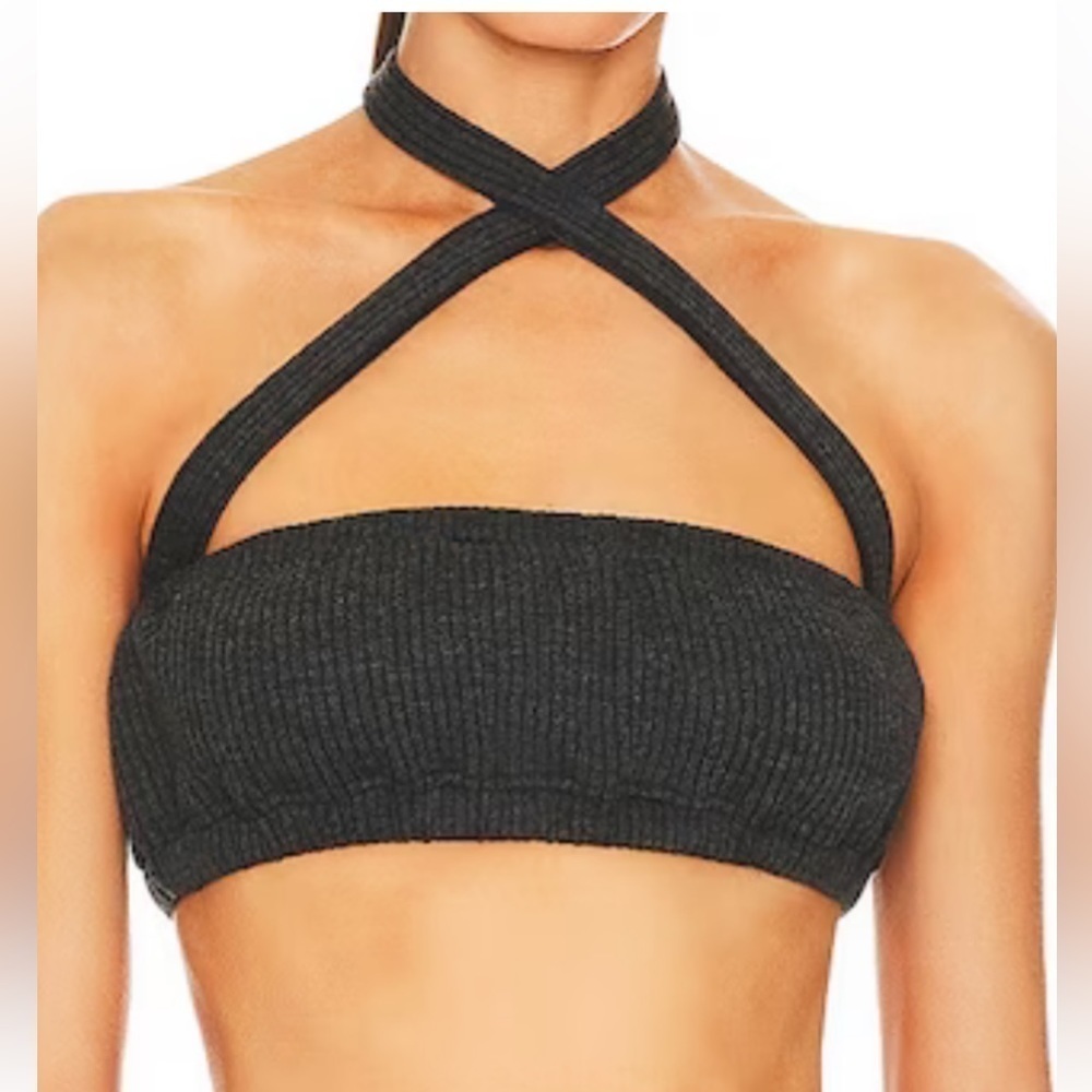 WeWoreWhat Tie Halter Bra Top in Black size S